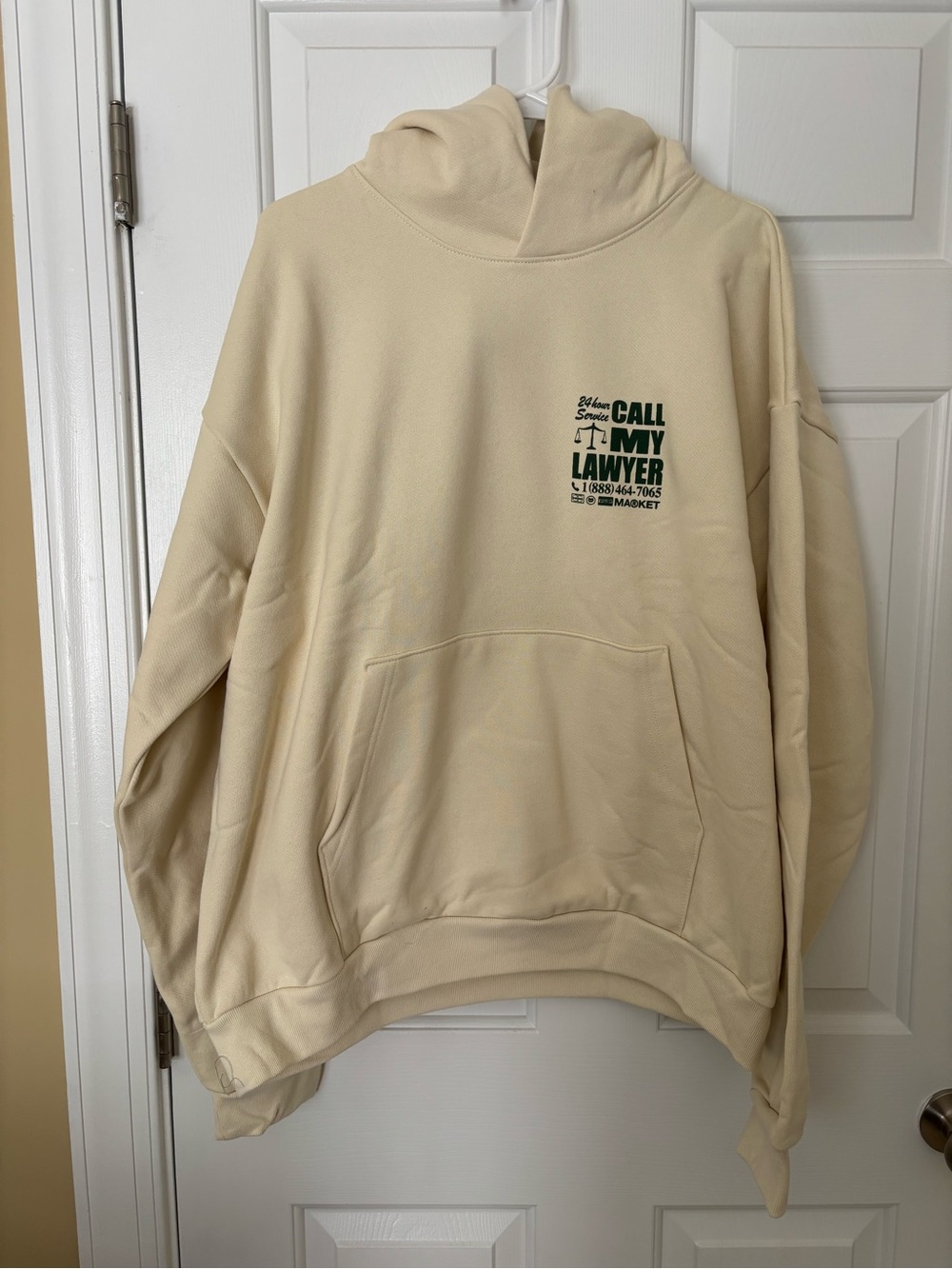Unbranded Cream Crewneck Sweater with 'Call My Lawyer' Chest Graphic